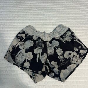 Lululemon Floral Black and Gray Shorts